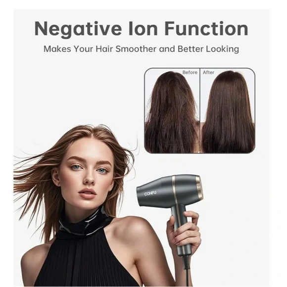 Grey Hair Dryer with Diffuser 1875W, Negative lonic Blow Dryer It#TB8 - Picture 12 of 12